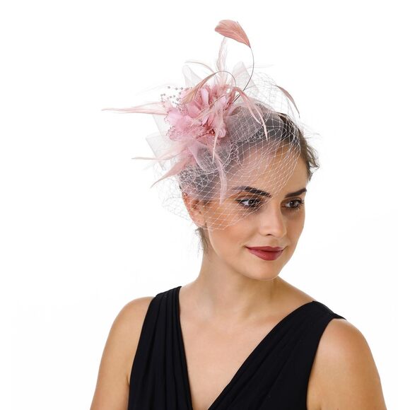 5461 Fascinators Hat Flower Mesh Ribbons Feathers On A Headband And A Clip Tea